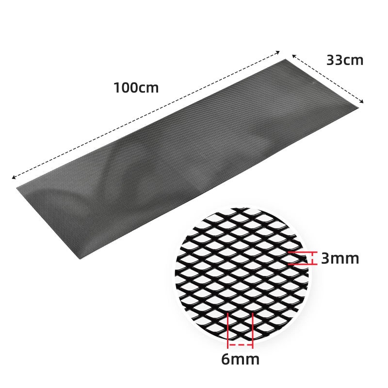 AggAuto Universal 40"x13" Car Grill Mesh - 100x33cm Aluminum Alloy Automotive Grille Insert Bumper 3x6mm Rhombic Hole, One of the Most Multifunctional Shape Grids Black - Image 4
