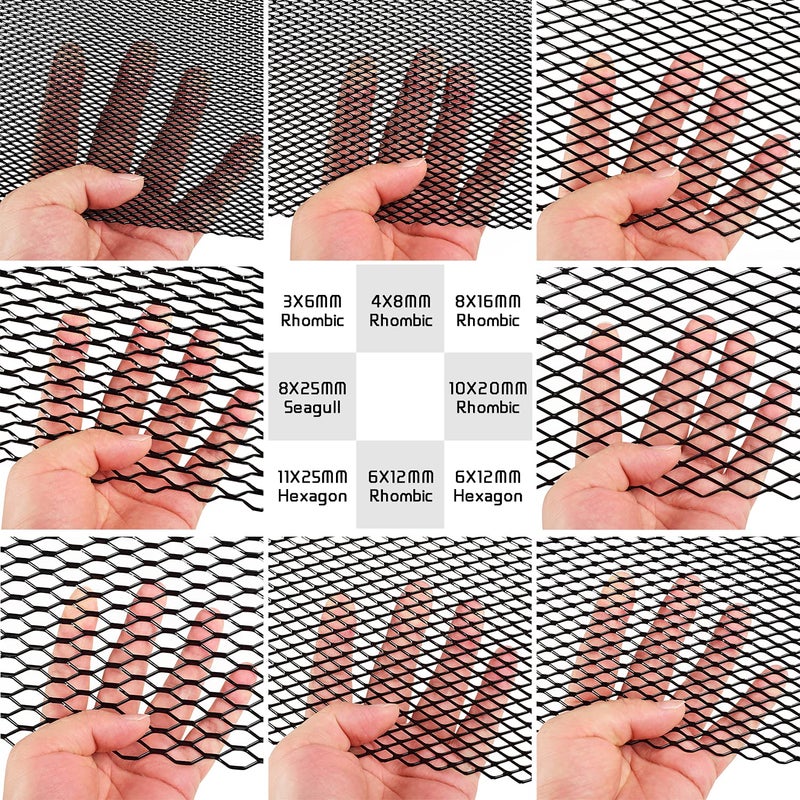 AggAuto Universal 40"x13" Car Grill Mesh - 100x33cm Aluminum Alloy Automotive Grille Insert Bumper 3x6mm Rhombic Hole, One of the Most Multifunctional Shape Grids Black - Image 3