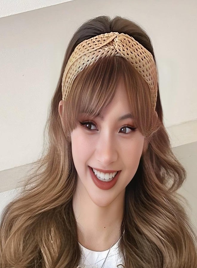 i-lan 3Pack Boho Rattan Woven Headbands, Comfy Wide Head Bands with Three Classical Black,Brown and Beige Hairband, Boho Padded Hair Band Headwear Hoop for Girls, Ladies, Women - Image 5