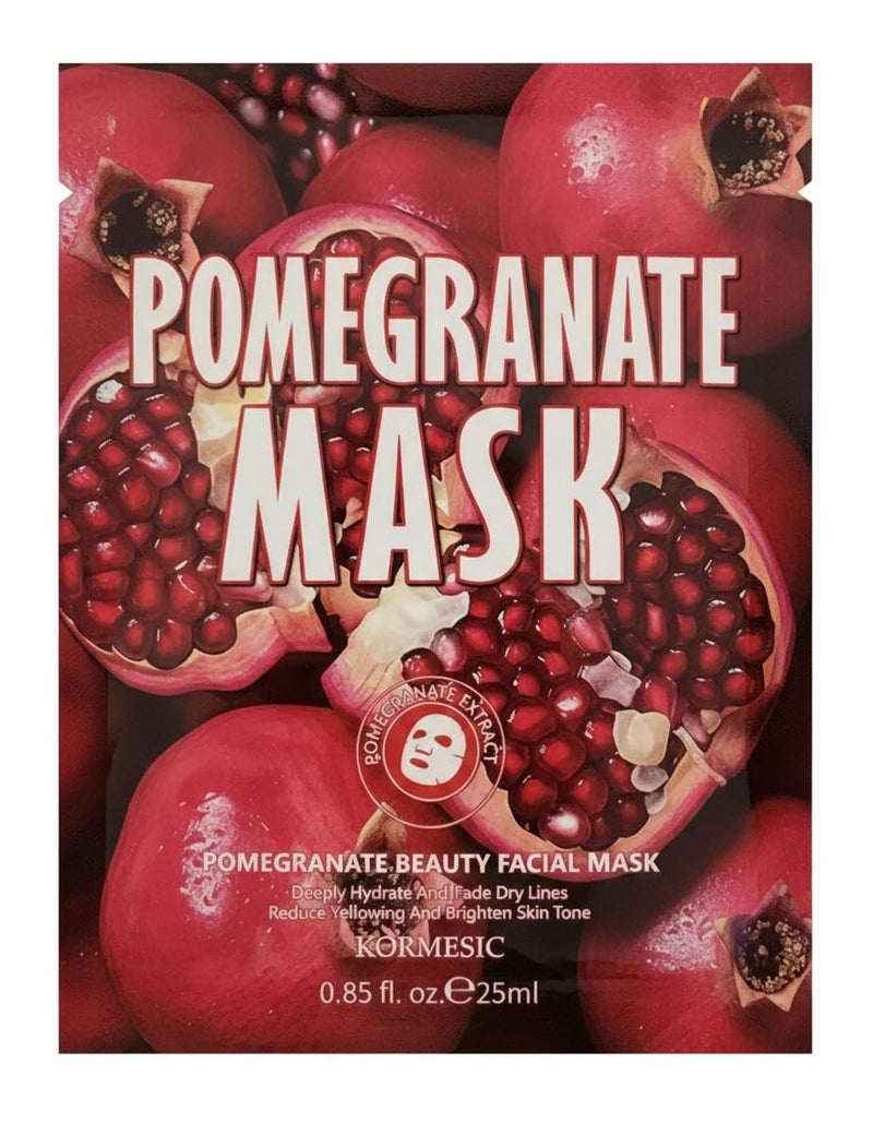 KORMESIC Pomegranate Beauty Face Mask, Hydrating Facial Treatment, 1 Sheet (25ml)