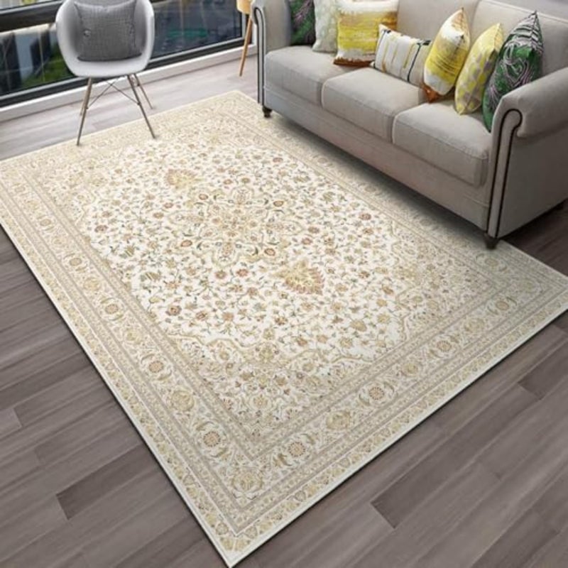 160x230cm Home Decor Rugs, Indoor Distressed Carpets, Printed Area Rugs, Beige Carpets for Living room, Bedroom Non-Slip Rugs, Vintage Rugs Floral Printed Carpet - Image 3
