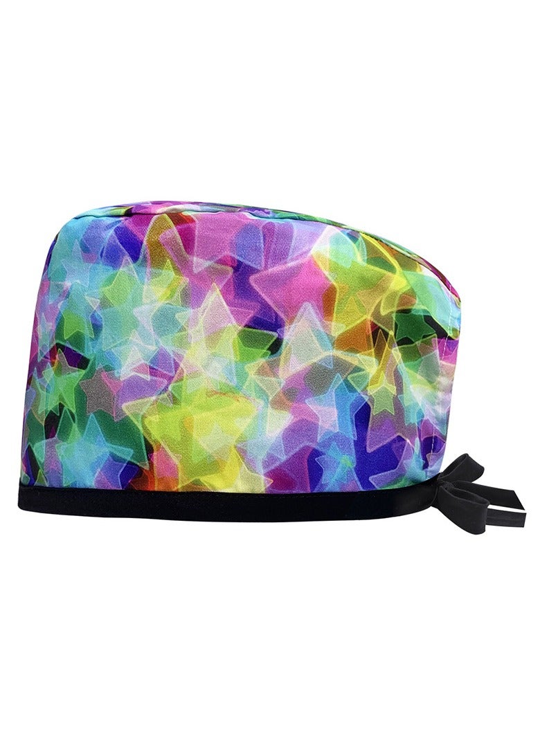 KUYING Cotton Printed Surgical Cap Strap Adjustable Medical Work Cap 