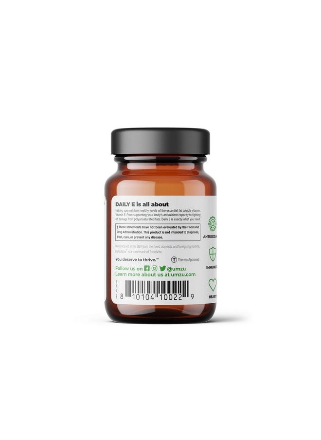 UMZU - Daily E Vitamin E Supplement To Support Healthy Levels Fat Soluble Vitamin E Full Spectrum Vitamin E Complex Bioavailable Forms Of Tocopherol And Tocotrienols (30 Day Supply 30 Capsules) - Image 1