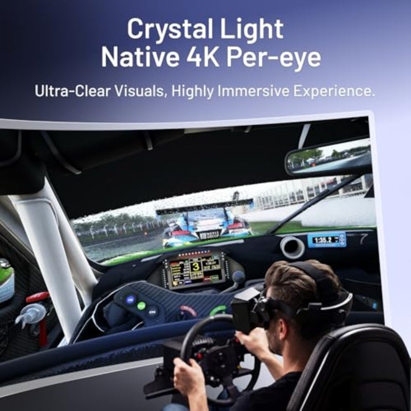 سماعة الرأس Crystal Light High Clarity PC VR بدقة 8K و120 هرتز - لألعاب SteamVR ومحاكيات الطيران والسباق - تتضمن وحدات التحكم إصدار الدفع الكامل - Image 4