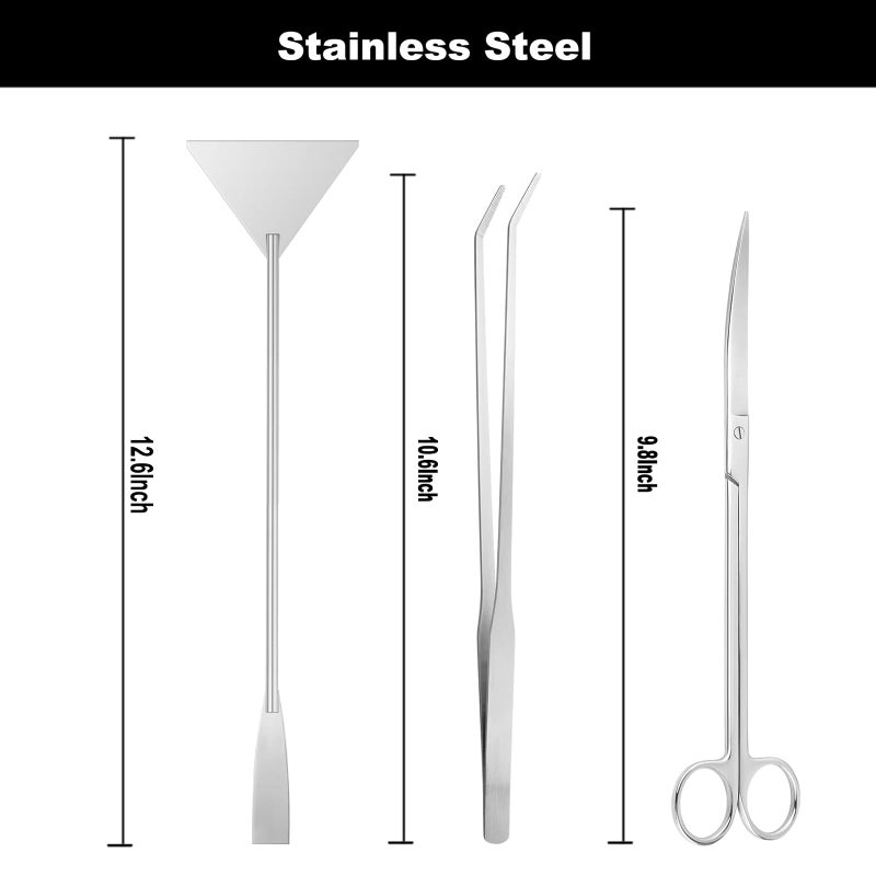 Carefree Fish Aquarium Gravel Cleaner 15~30In Multi-Functional Syphon Feeding Tube Upgraded Turkey Baster Stainless Steel Long Tweezers Long Scissors Long Base Leveling Shovel - Image 4