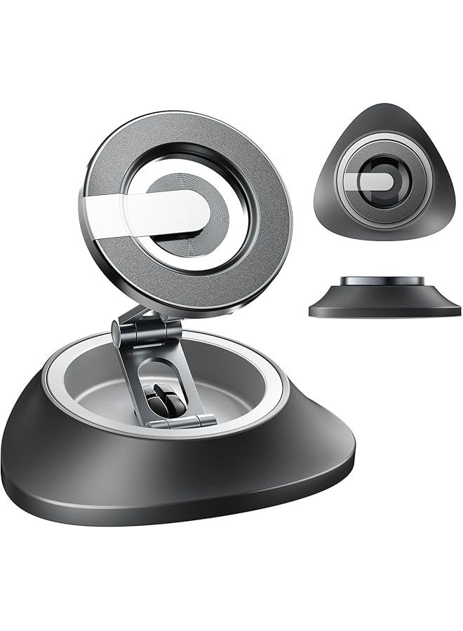 S-TOP Ultra-Stable Magnetic Car Phone Mount for Dashboard – Foldable 3-Axis Phone Holder Compatible with iPhone 15/14/13 and Samsung Devices, Silver - Image 1