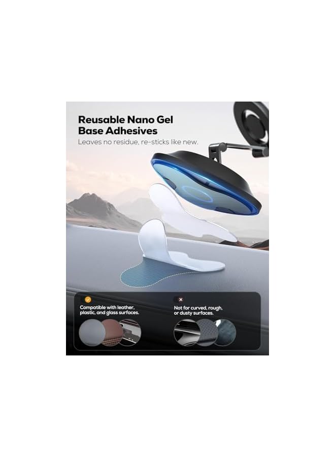 S-TOP Ultra-Stable Magnetic Car Phone Mount for Dashboard – Foldable 3-Axis Phone Holder Compatible with iPhone 15/14/13 and Samsung Devices, Silver - Image 3