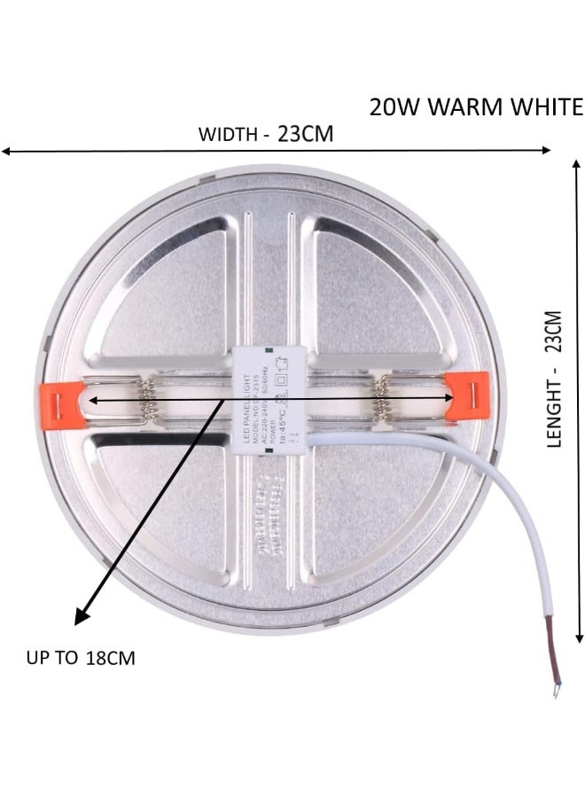 melfi Led Panel Light Adjustable Free Cut Hole Led Round Ceiling Panel Light Working Environment Suitable For For Bedroom Drawing Room Offices Corridor Industrial Plants Warm White 20W - Image 2