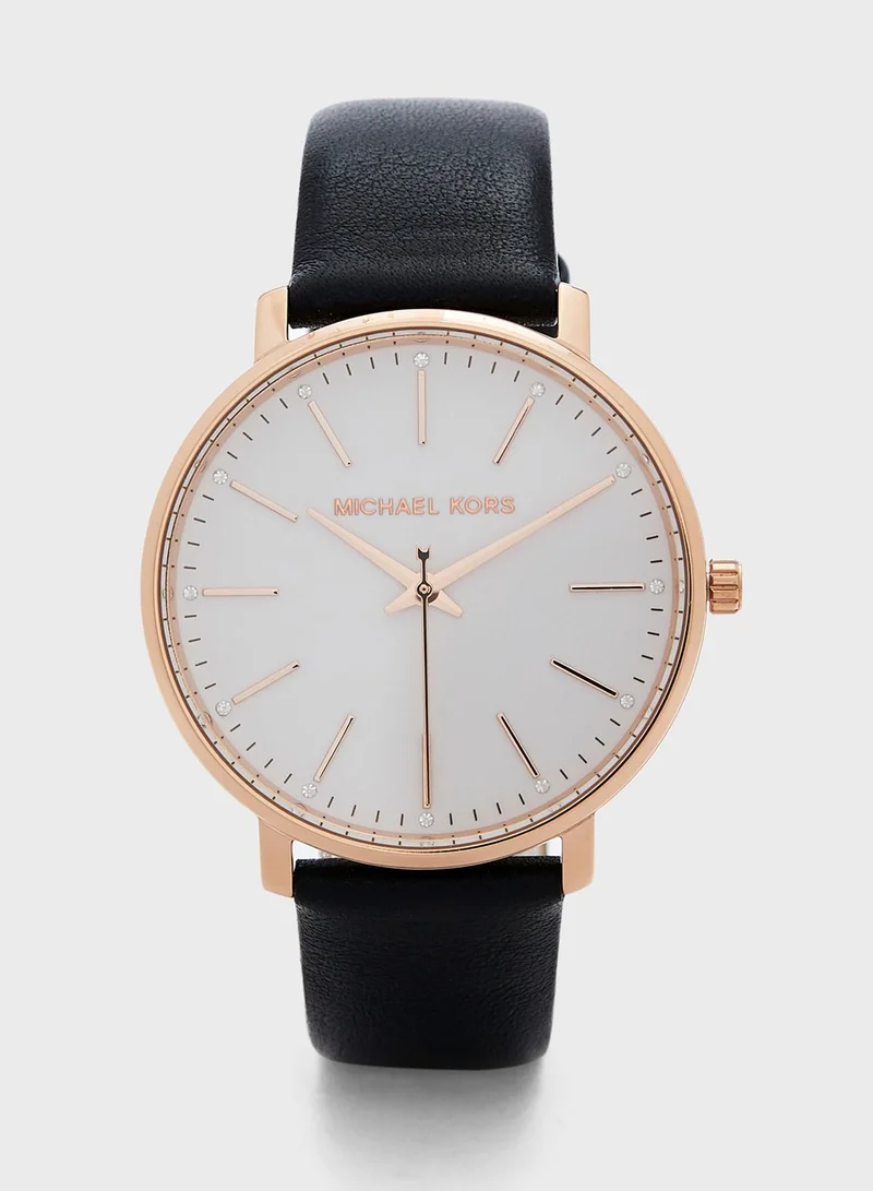 Michael Kors Leather Strap Analog Watch