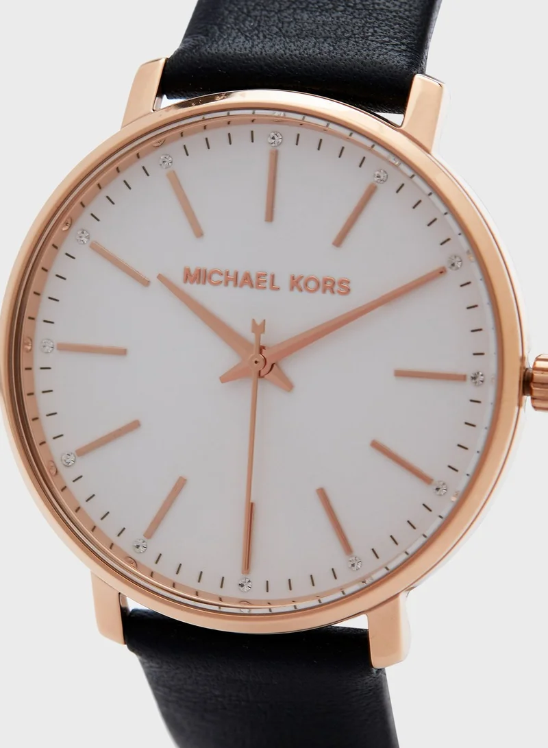 Michael Kors Leather Strap Analog Watch