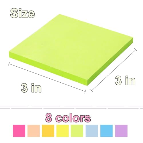 Kozerite (16 Pack) Pop Up Sticky Notes 3x3 in Accordion Stickies Super Sticking Power Memo Pads Bright Colors - Image 3