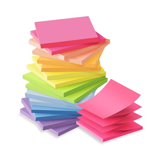 Kozerite (16 Pack) Pop Up Sticky Notes 3x3 in Accordion Stickies Super Sticking Power Memo Pads Bright Colors - Image 1