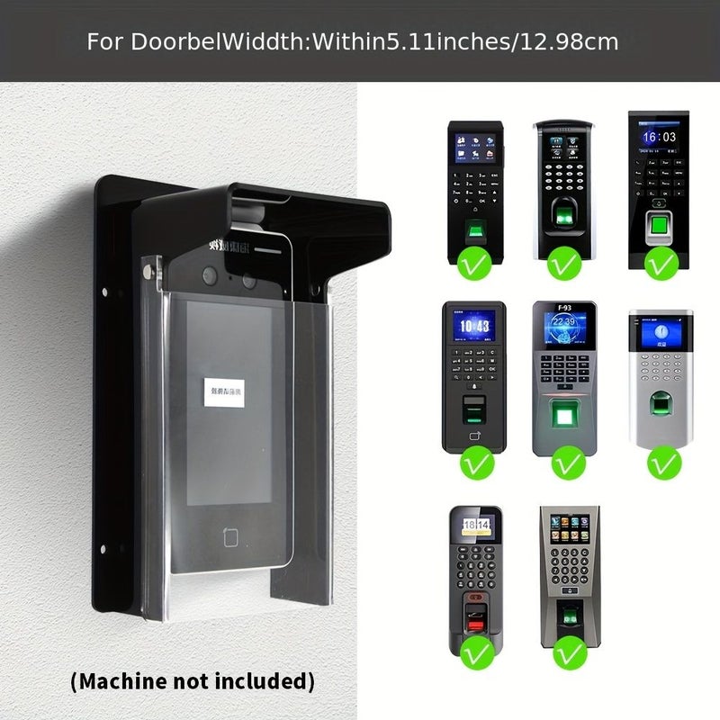 Black Weatherproof Rain Shield for Outdoor Keypads Ring Doorbells 7 67 x 5 11 Inch - Image 1