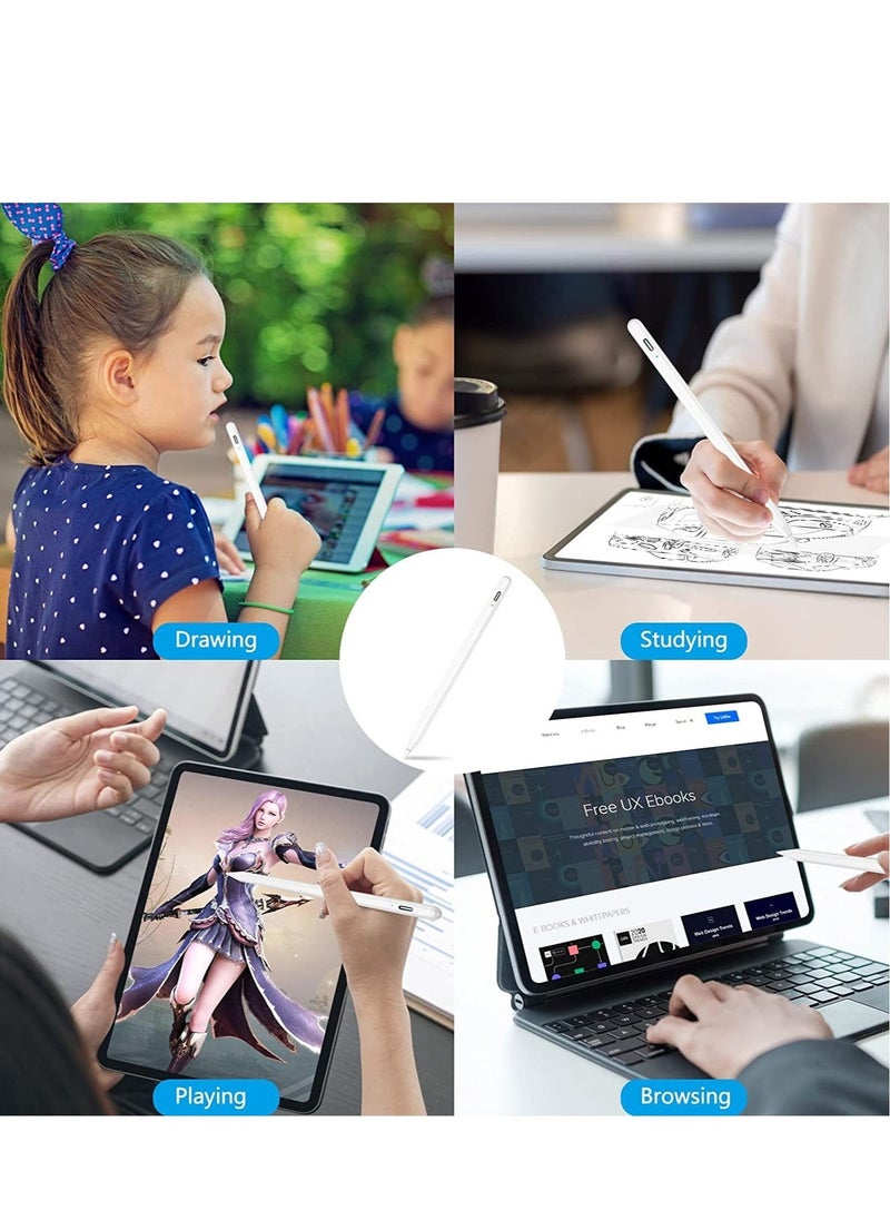 "Stylus Pen for iPad (2018-2022) - Compatible with iPad 10/9/8/7/6, Mini 6/5, Air 5/4/3, Pro 11''/12.9'' - Capacitive Pen with 4 Replacement Tips and Palm Rejection (White)" - Image 5