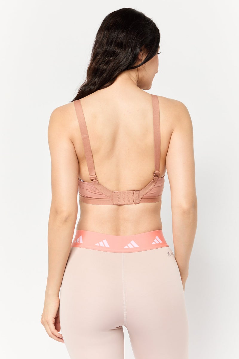 Adidas Women Textured Padded Underwired Sports Bra, Tan  - Image 4