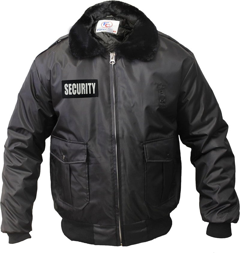 First Class Watch-Guard Bomber Jacket with Reflective Security ID - Black, X-Large - Image 1