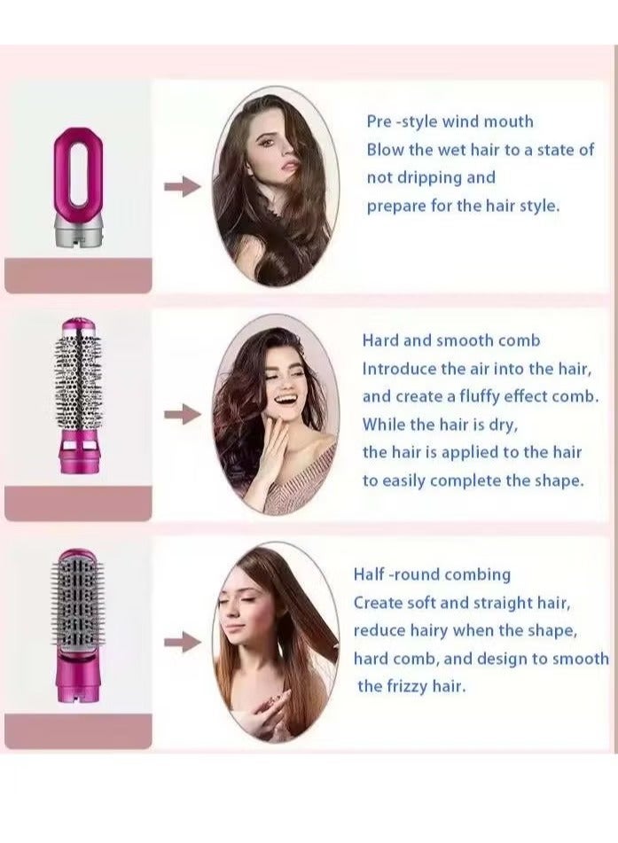 5-in-1 Rotating Hair Dryer 1000W – Styling Brush for Straightening and Curling with 5 Interchangeable Attachments - Image 2