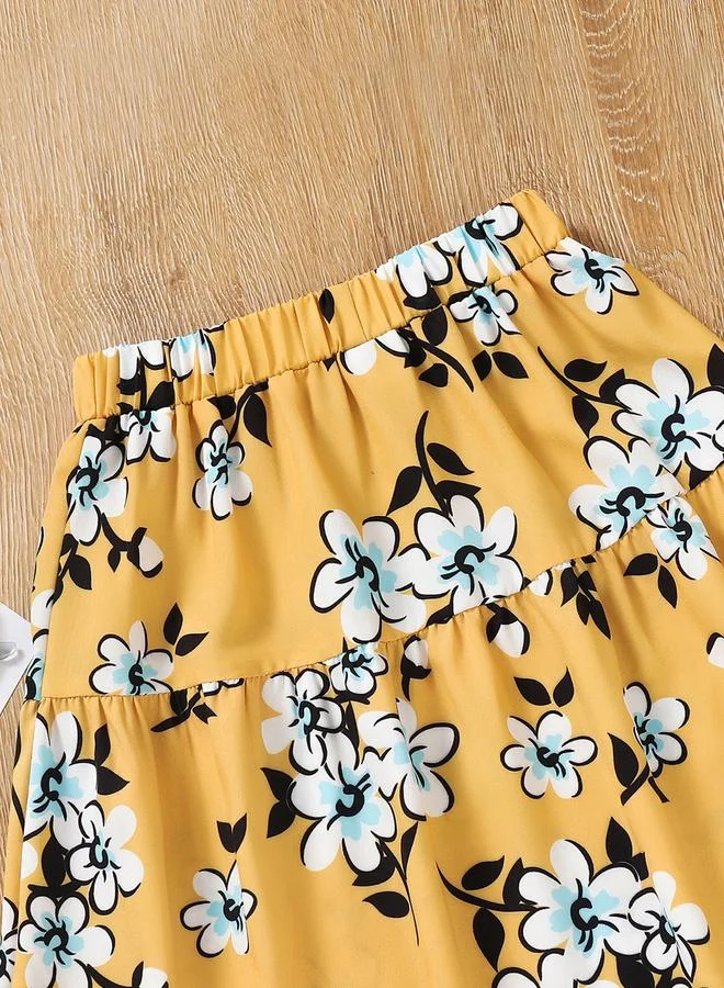Take Two Take Two Girls Graphic Print Bow Detail T-Shirt and Skirt Set