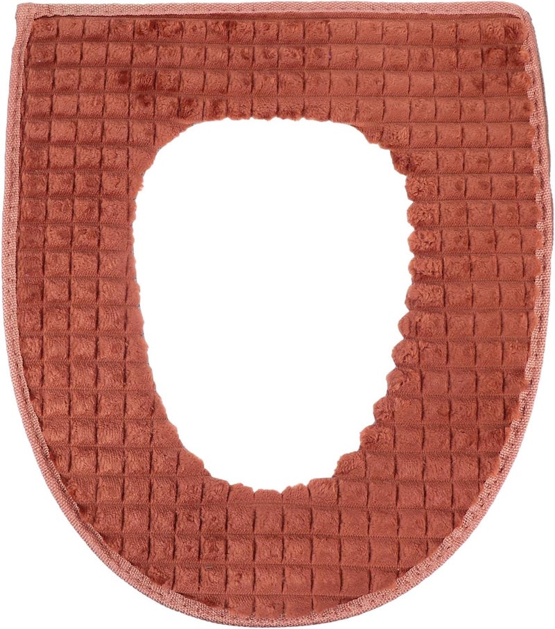 comfrt Toilet Cover Toilet Cover Lid Cover Washable Winter Warm Toilet Cushion Pads for Bathroom Brown - Image 1