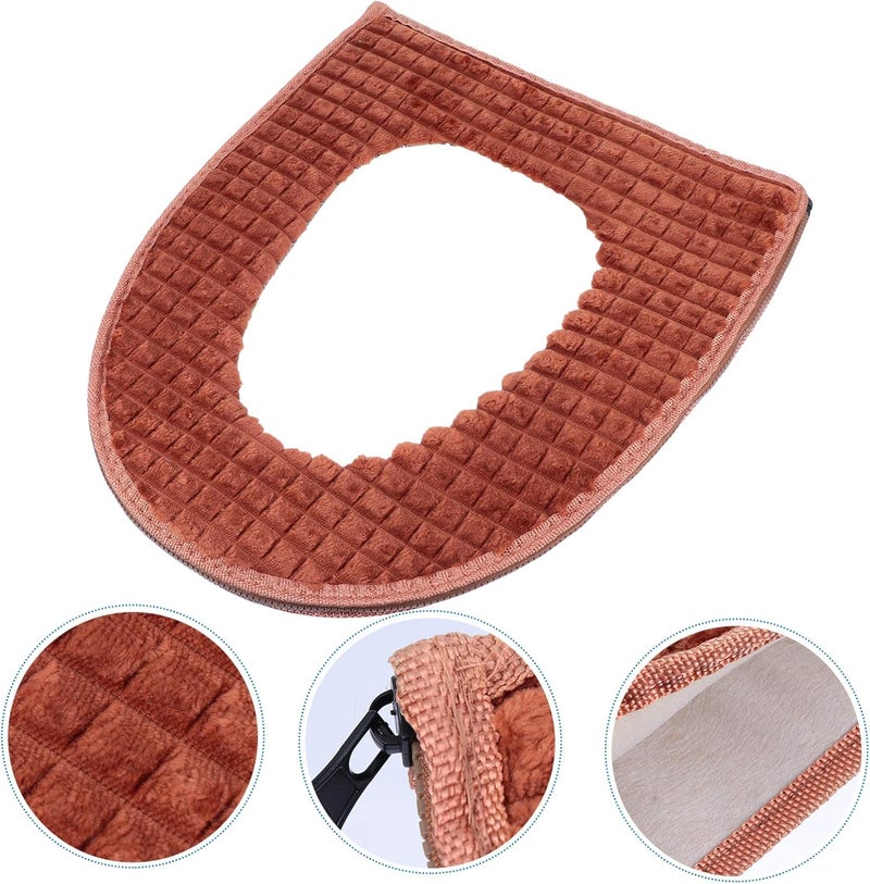 comfrt Toilet Cover Toilet Cover Lid Cover Washable Winter Warm Toilet Cushion Pads for Bathroom Brown - Image 5