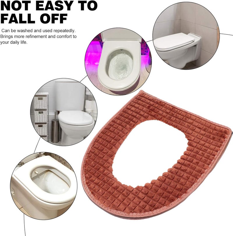 comfrt Toilet Cover Toilet Cover Lid Cover Washable Winter Warm Toilet Cushion Pads for Bathroom Brown - Image 4