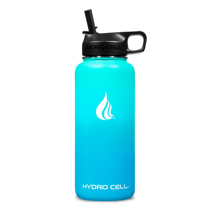 HYDRO CELL Stainless Steel Insulated Water Bottle with Straw - For Cold & Hot Drinks - Metal Vacuum Flask with Screw Cap and Modern Leakproof Sport Thermos for Adults (Teal/Blue 32oz) - Image 2