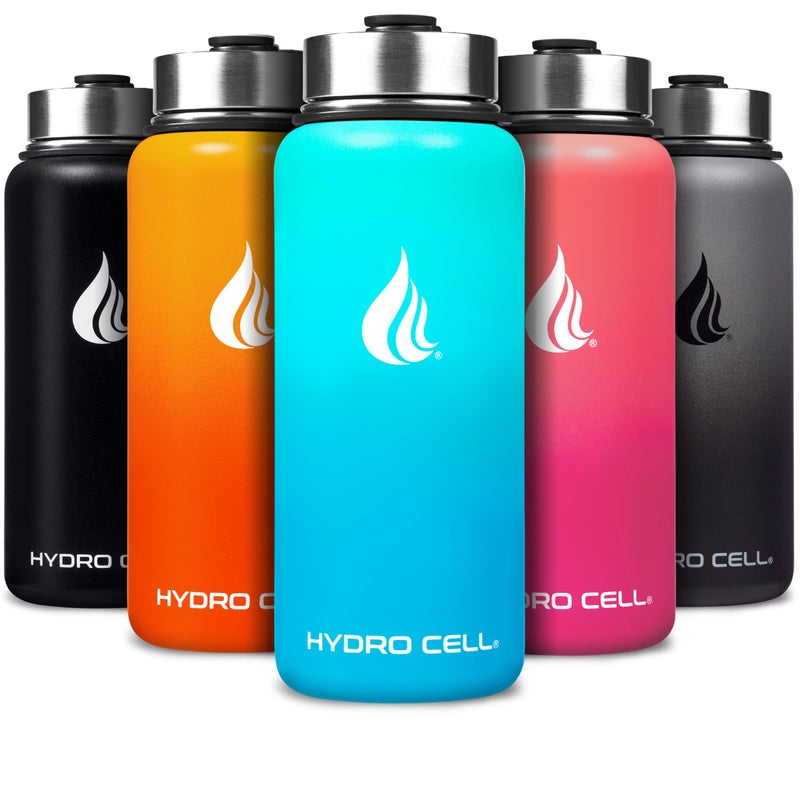 HYDRO CELL Stainless Steel Insulated Water Bottle with Straw - For Cold & Hot Drinks - Metal Vacuum Flask with Screw Cap and Modern Leakproof Sport Thermos for Adults (Teal/Blue 32oz) - Image 1