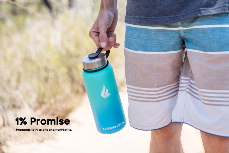 HYDRO CELL Stainless Steel Insulated Water Bottle with Straw - For Cold & Hot Drinks - Metal Vacuum Flask with Screw Cap and Modern Leakproof Sport Thermos for Adults (Teal/Blue 32oz) - Image 4