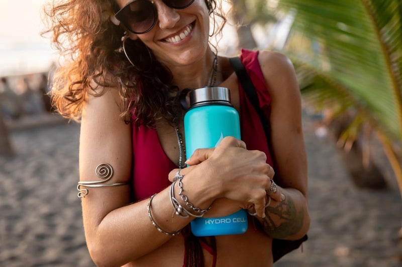 HYDRO CELL Stainless Steel Insulated Water Bottle with Straw - For Cold & Hot Drinks - Metal Vacuum Flask with Screw Cap and Modern Leakproof Sport Thermos for Adults (Teal/Blue 32oz) - Image 5