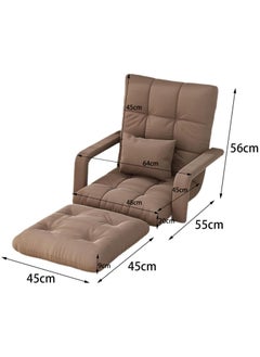 VUCATIN Folding Floor Chair Lounge Sofa Folding Single-Back Sofa Cushion Multi Angle Adjustment Padded Sleeper Bed For Balcony Bedroom With Pillow Armrests Single Sofa  - Image 4