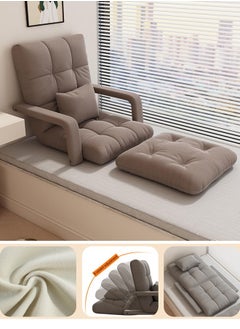 VUCATIN Folding Floor Chair Lounge Sofa Folding Single-Back Sofa Cushion Multi Angle Adjustment Padded Sleeper Bed For Balcony Bedroom With Pillow Armrests Single Sofa  - Image 1