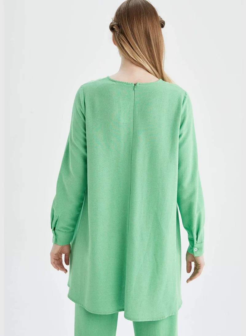 DeFacto Woman A-Line Woven Top Long Sleeve Tunic