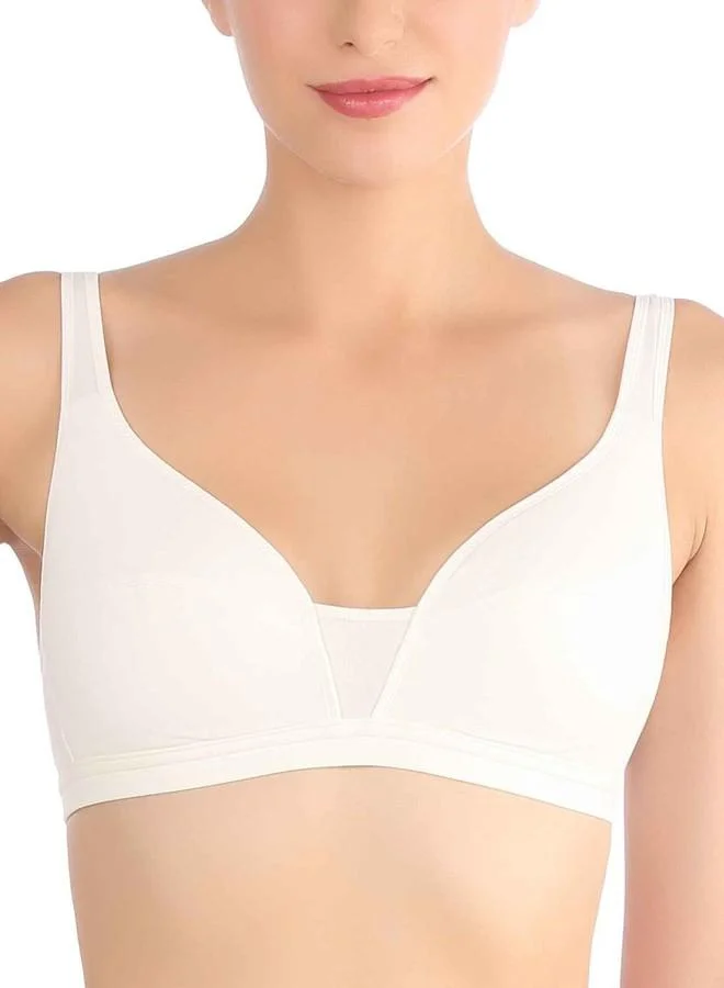 ترايامف Triumph Beginner Bra for Women Padded Non Wired Bra Wireless Full Coverage Lingerie for Teens Lightly Padded Cut-n-Sew Support Wide Straps Elastic Bottom Band Ivory 32C Pack of 1
