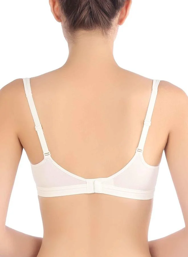 ترايامف Triumph Beginner Bra for Women Padded Non Wired Bra Wireless Full Coverage Lingerie for Teens Lightly Padded Cut-n-Sew Support Wide Straps Elastic Bottom Band Ivory 32C Pack of 1