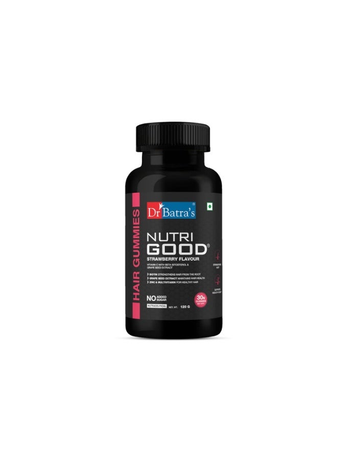 Dr Batra's Dr Batra’s Nutrigood Hair Growth Gummies with Biotin – Supports Strong, Thick & Healthy Hair – Vegetarian Multivitamin Hair Supplement for Men & Women – 30 Gummies Pack 120 g - Image 1