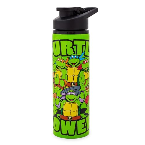 Silver Buffalo NT1389ST Nickelodeon Teenage Mutant Ninja Turtles Turtle Power Stainless Steel Water Bottle 25Ounces