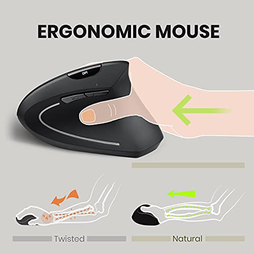 Perixx PERIMICE-713 Wireless Ergonomic Vertical Mouse - 800/1200/1600 DPI - Right Handed - Recommended with RSI User - Image 2