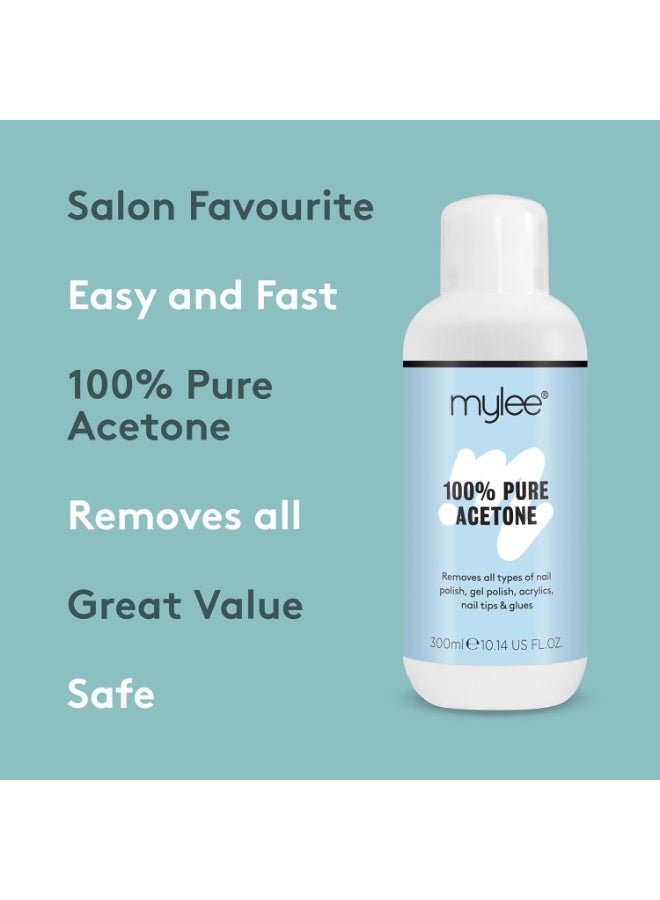 مايلي مزيل طلاء أظافر جل أسيتون نقي 100% 300 مل مناسب لأشعة فوق البنفسجية يزيل جميع أنواع طلاء الأظافر طلاء جل أكريليك أطراف الأظافر والغراء - Image 3