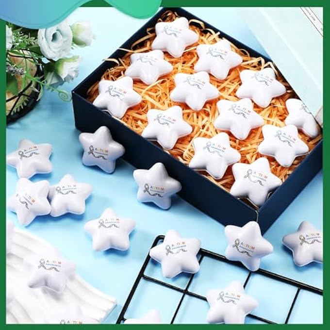 Arrowbash 100 Pcs Autism Awareness Stuff Star Stress Balls Foam White Mini Squeeze Ball Autism Awareness Items Gifts Anxiety Relief Accessories Toys for Fundraiser Gifts Supporting Minds - Image 3
