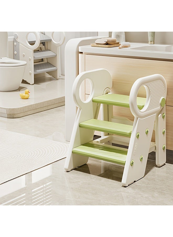 بيوينتي مقعد خطوة 3 للأطفال الصغار ، مقعد مساعد الحمام للمطبخ للأطفال الصغار ، مقعد تدريب المرحاض للأطفال مع المقبضات والوسائد المضادة للانزلاق للأطفال 3-6 - Image 1