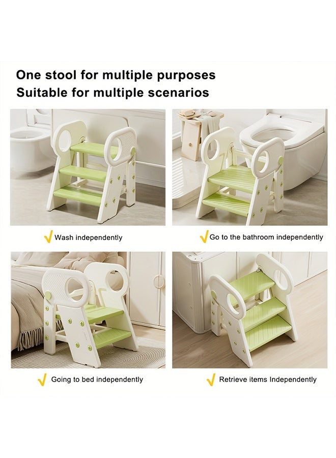 بيوينتي مقعد خطوة 3 للأطفال الصغار ، مقعد مساعد الحمام للمطبخ للأطفال الصغار ، مقعد تدريب المرحاض للأطفال مع المقبضات والوسائد المضادة للانزلاق للأطفال 3-6 - Image 2