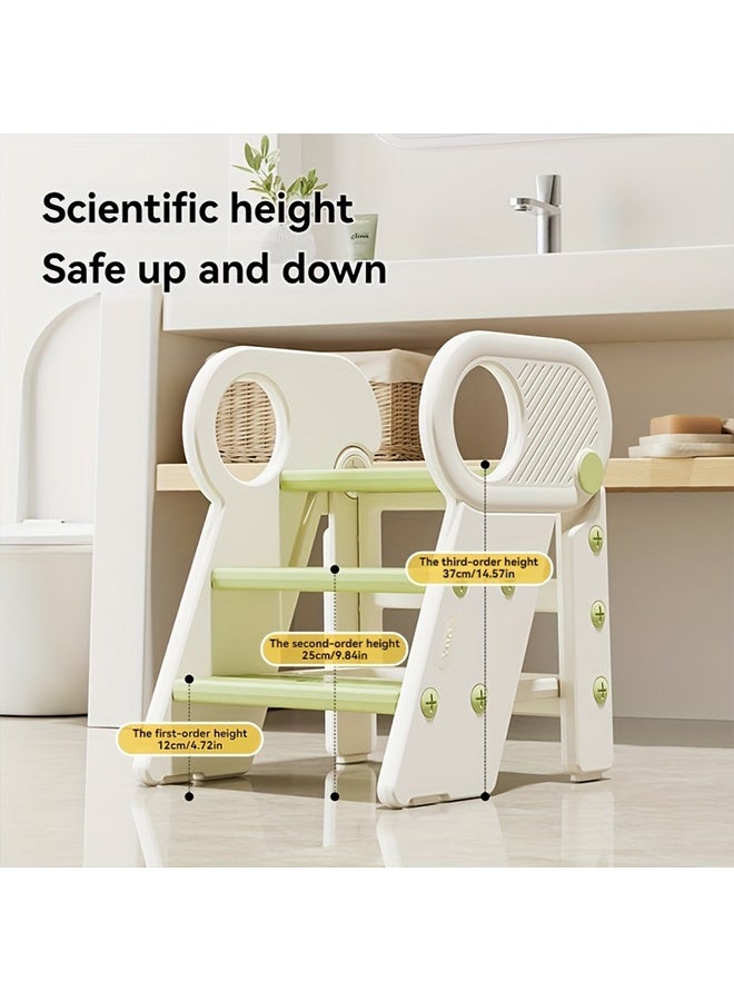 بيوينتي مقعد خطوة 3 للأطفال الصغار ، مقعد مساعد الحمام للمطبخ للأطفال الصغار ، مقعد تدريب المرحاض للأطفال مع المقبضات والوسائد المضادة للانزلاق للأطفال 3-6 - Image 5