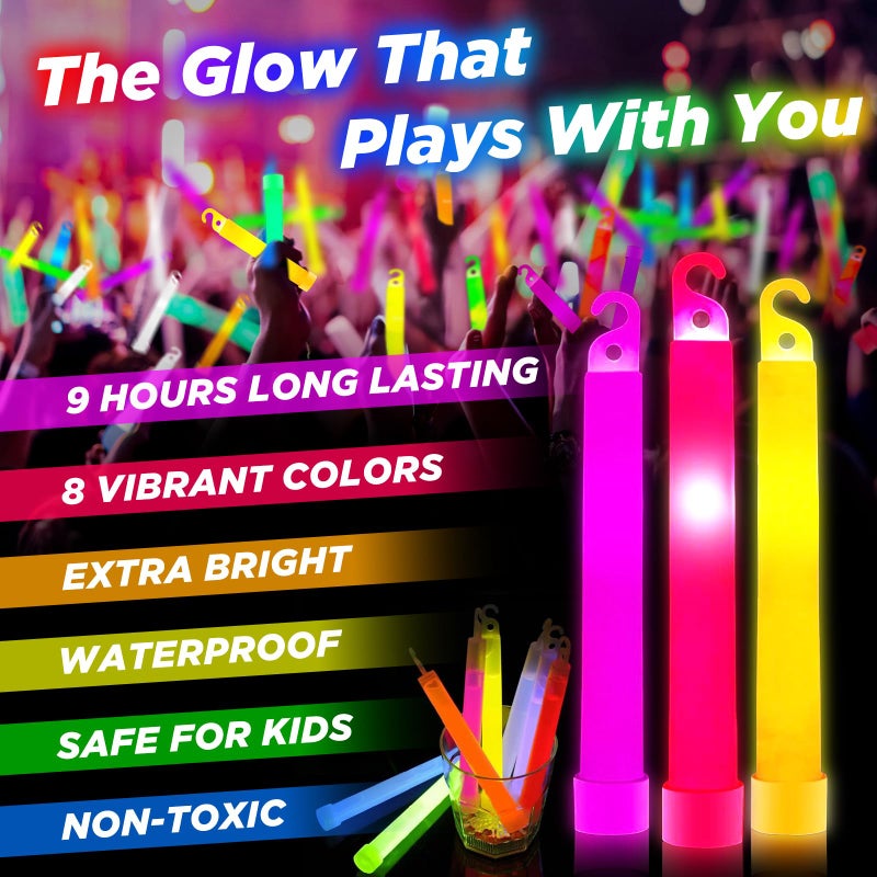 SHQDD 105 Pcs Glow Sticks - 4 inch Glow In the Dark Sticks Halloween Party Favors, Waterproof Glow Sticks Lights Bulk Party Pack for Kids with 9 Hours Duration, Party Favors Light Stick for Halloween Party - Image 3