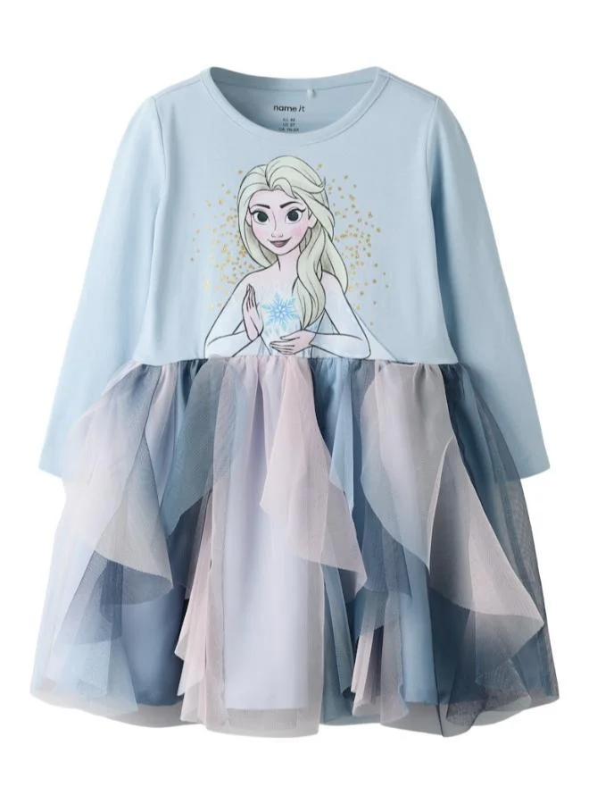 Kids Frozen Long Sleeve Tulle Midi Dress