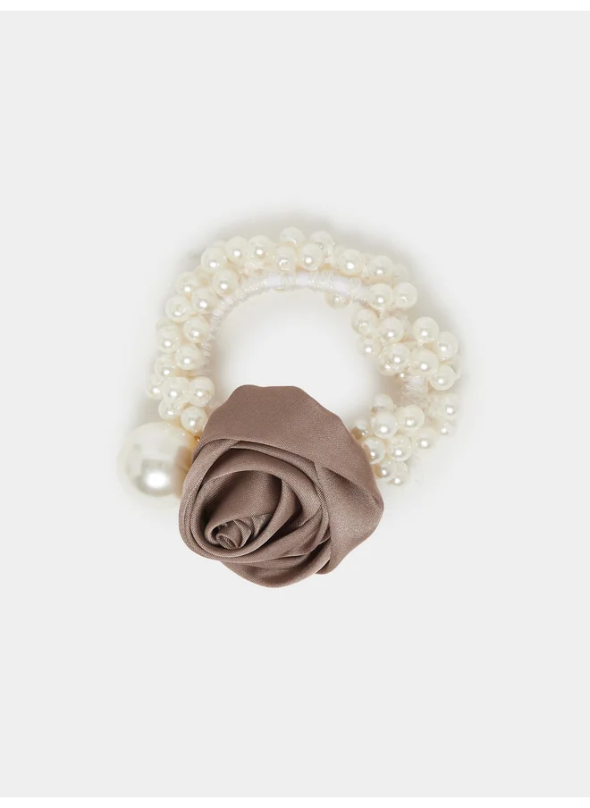 Styli Styli Flower Accent Faux Pearl Hair Tie