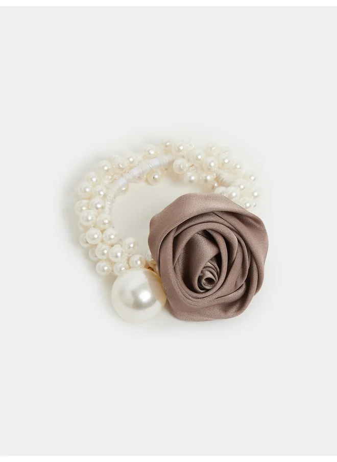 Styli Styli Flower Accent Faux Pearl Hair Tie