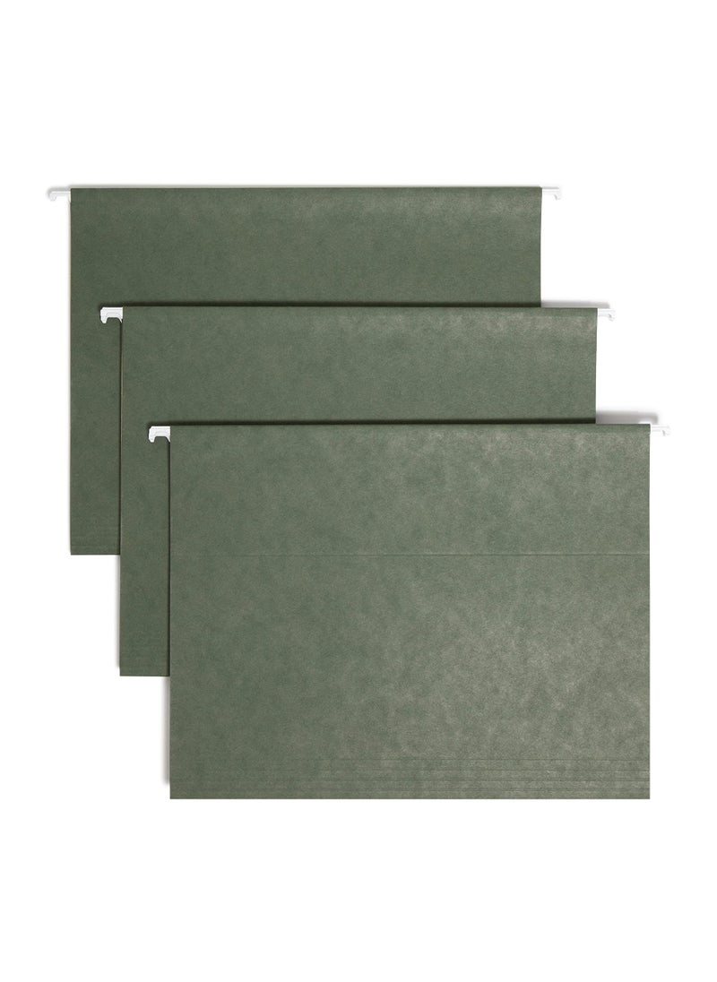 Smead Smead Hanging File Folder with Tab, 1/3-Cut Adjustable Tab, Letter Size, Standard Green, 25 per Box (64035)  - Image 1
