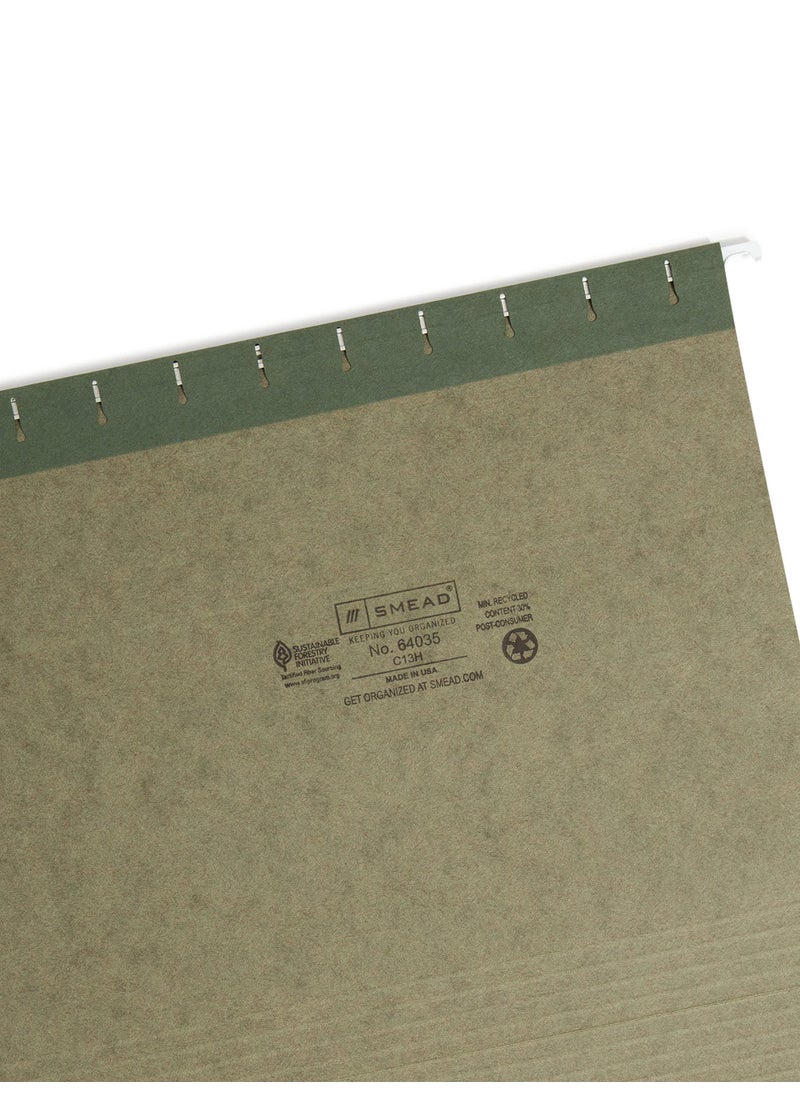 Smead Smead Hanging File Folder with Tab, 1/3-Cut Adjustable Tab, Letter Size, Standard Green, 25 per Box (64035)  - Image 3