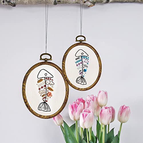 guofa 7'' Oval Embroidery Hoop for Cross Stitch, 5PCS 19CM Decorative Embroidery Frames for Displaying Artswork - Image 2