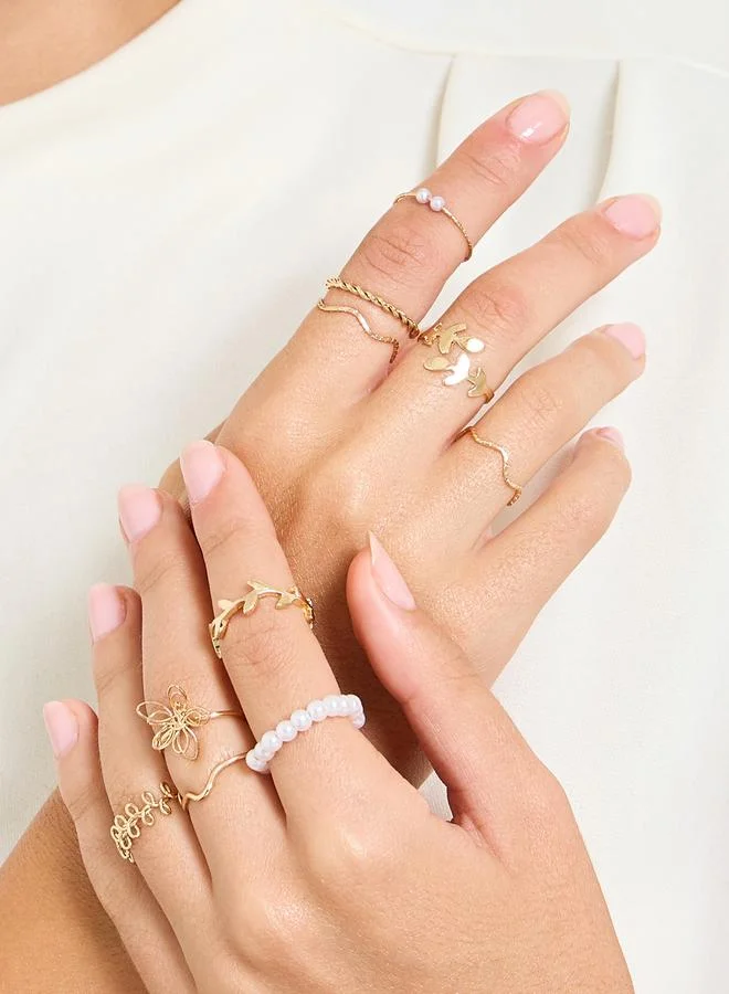 ستايلي Set of 10 - Textured Stackable Rings